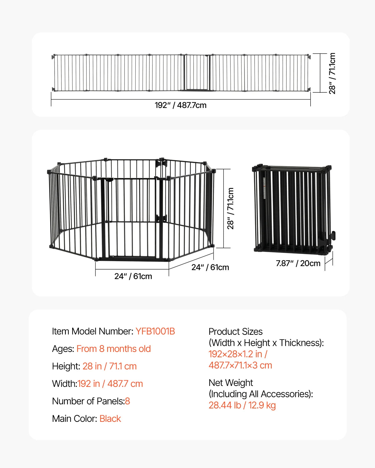 VEVOR Dog Gate Easy Step Walk Thru Security Kit