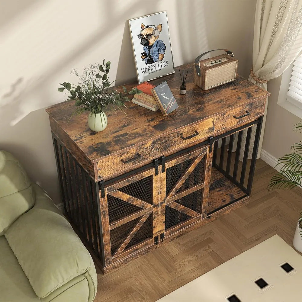 Dog Crate Furniture With Storage For Large Dogs