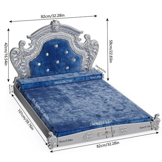 BORWARTCN Dutch Velvet Dog Bed With Headboard And Frame