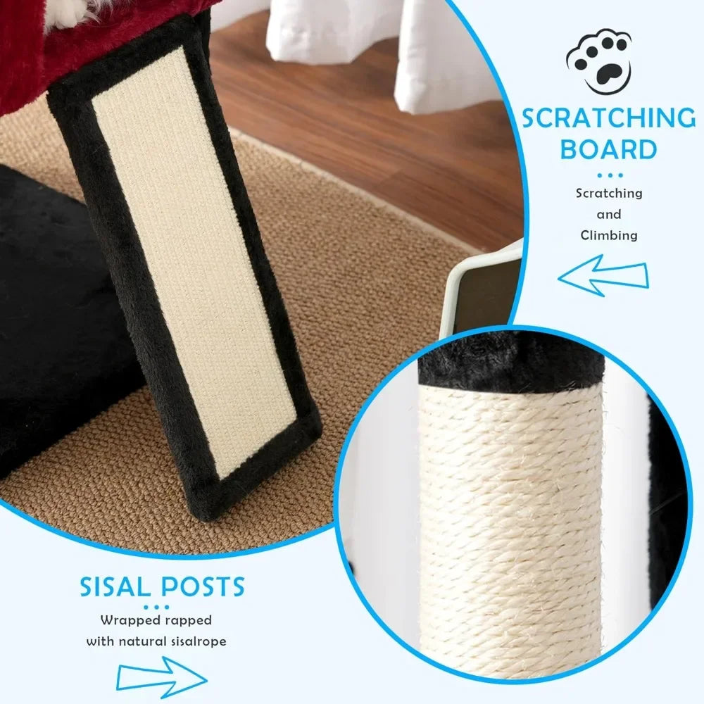 Cat Tree Tower with Multi-Level Hammock and Scratching Posts