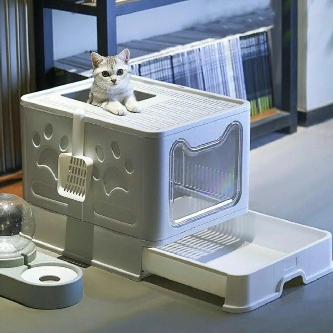 Top Entry Cat Litter Tray Box with Scoop
