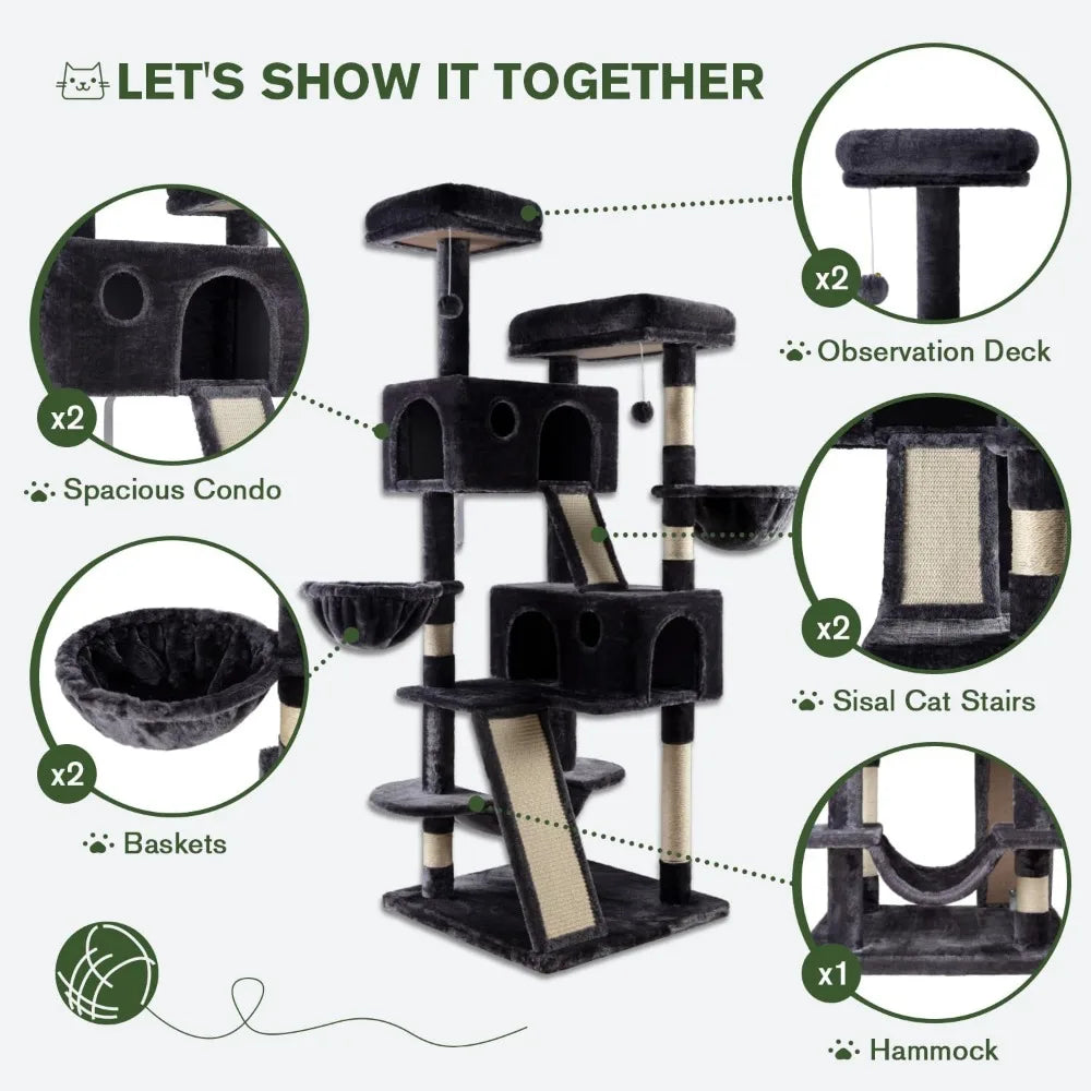 Dafify Multi-Level Large Cat Tree Tower with Perches