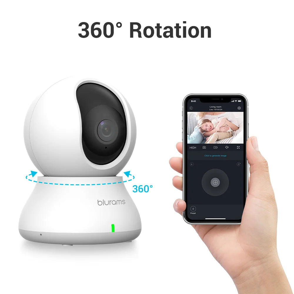 Blurams 2K 360 Degree PTZ Indoor Pet Camera With App
