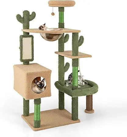 Dafify Cactus Cat Tree Tall Cat Tower with Scratching Posts