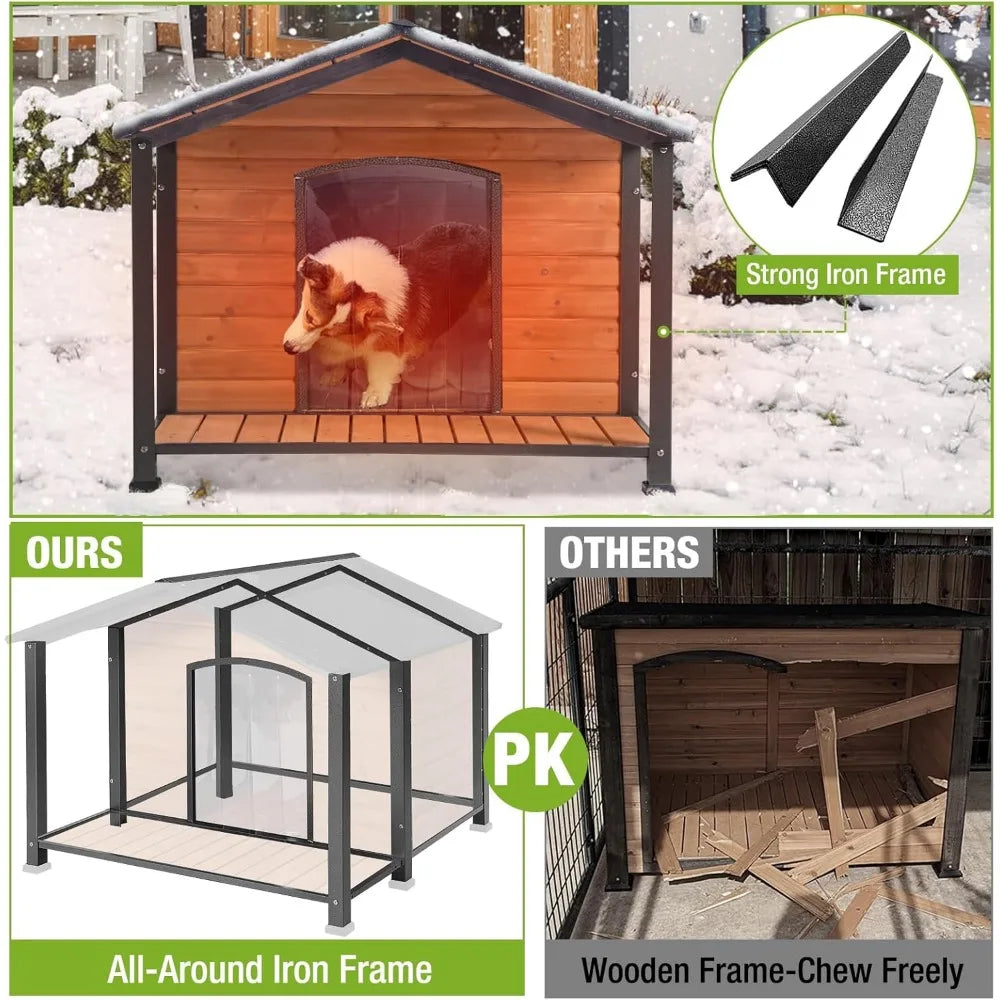 MKDK Large Insulated Dog House Outdoor Kennel for Winter