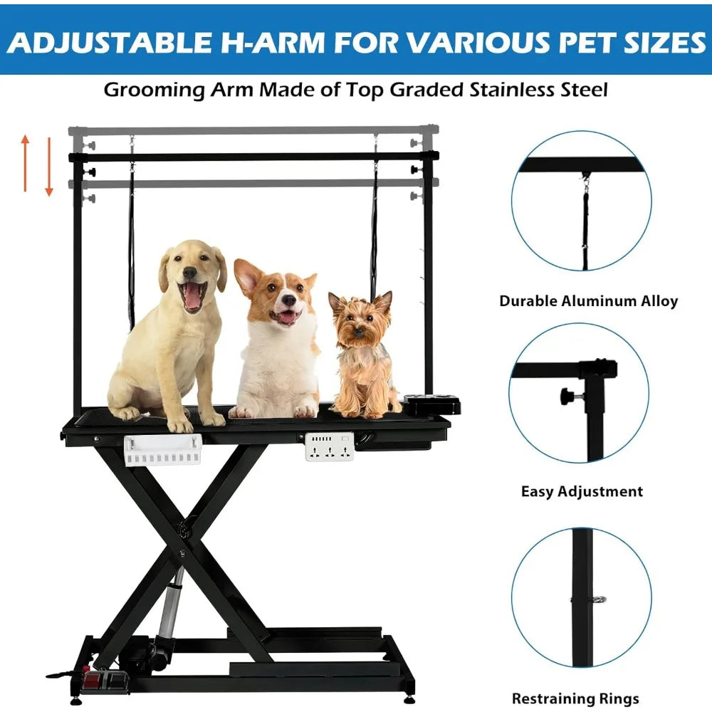MKDK Electric Lift Dog Grooming Table with Overhead Arm