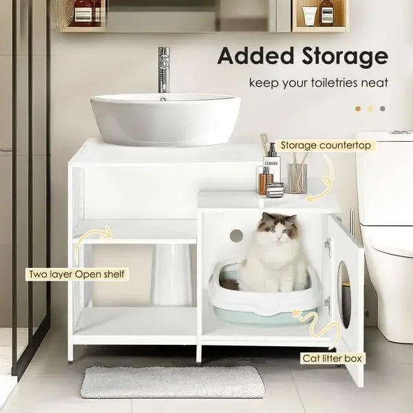 Cat Litter Box Enclosure Hidden Pet Washroom