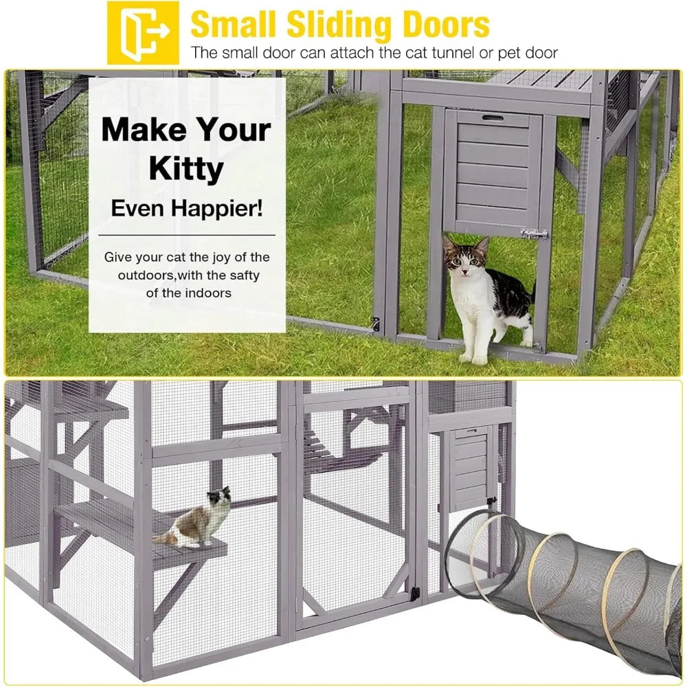 Aivituvin Outdoor Cat Enclosure with Bridges and Walkways