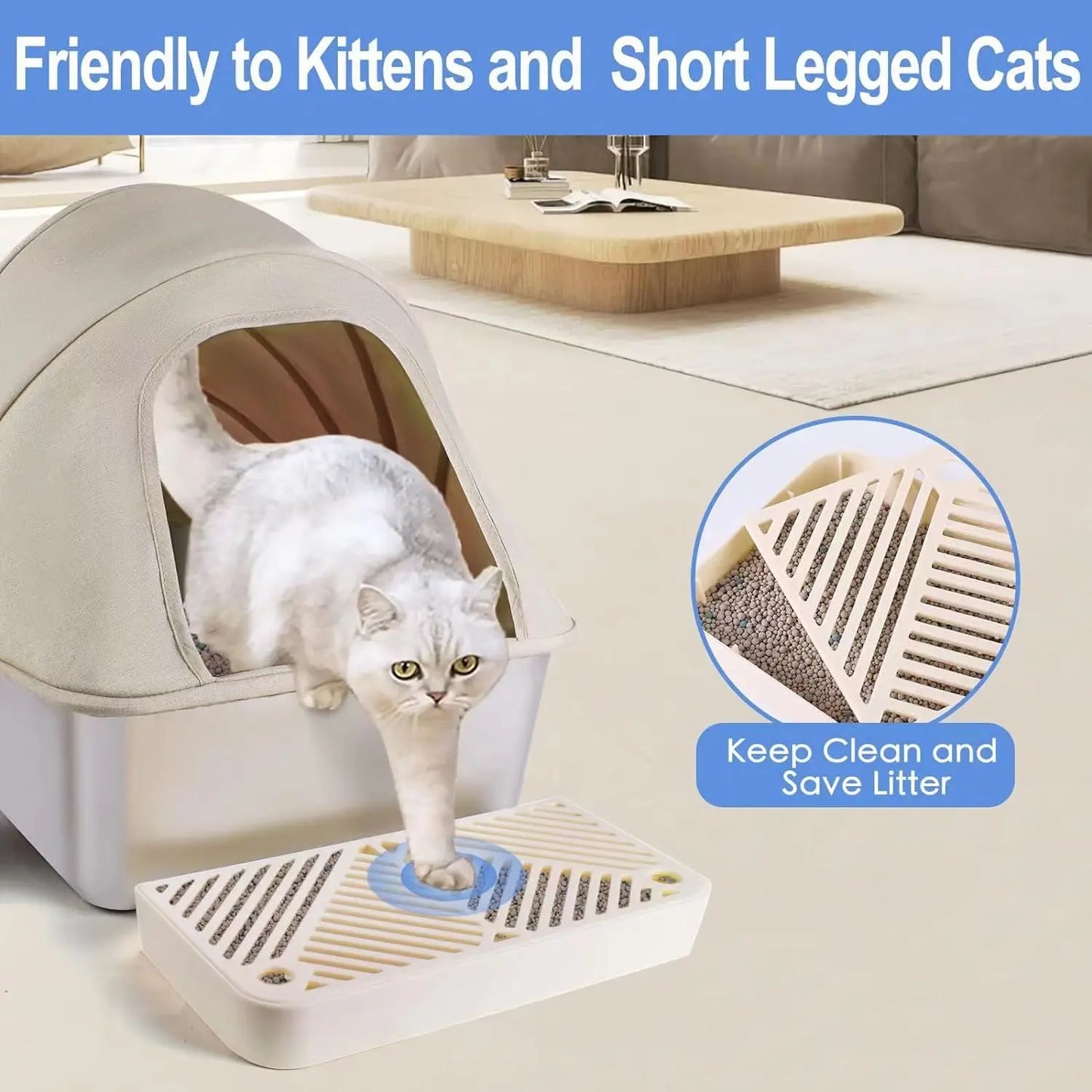 Large Enclosed Cat Litter Box with Leak-Proof Design