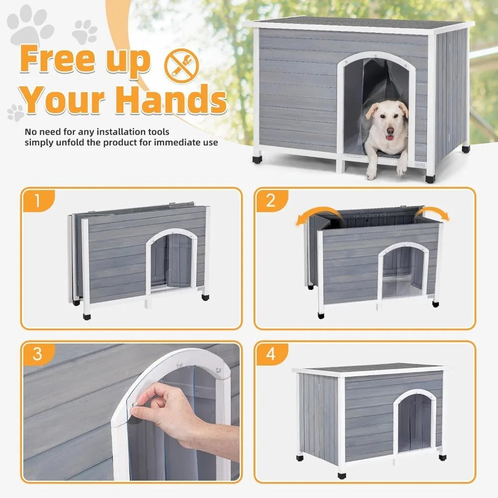 DAFIFY Folding Dog House Outdoor for Large Dogs