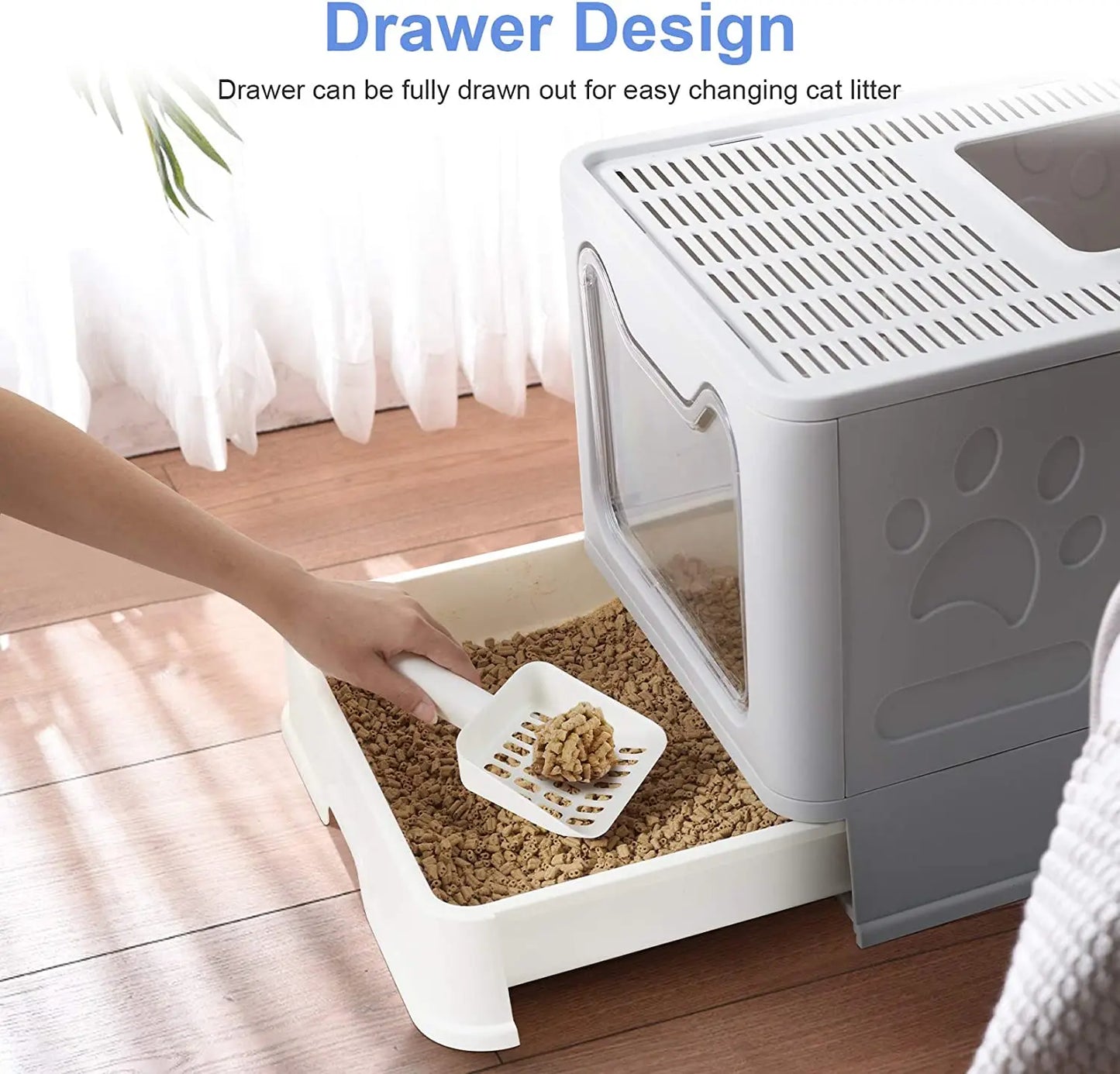 Top Entry Cat Litter Tray Box with Scoop