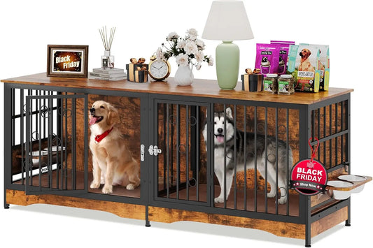 Dog Crate Furniture Large Storage TV Stand for Dogs