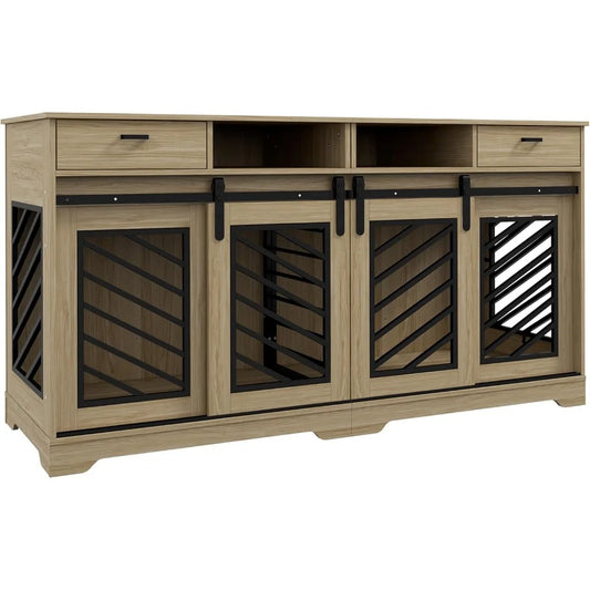 MKDK Double Dog Crate Furniture with Removable Divider
