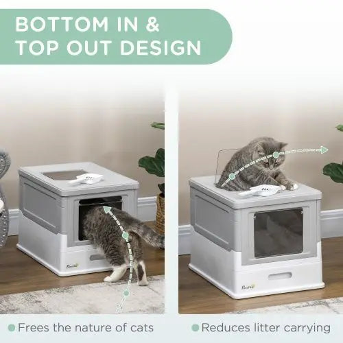 PawHut Fully Enclosed Cat Litter Box with Scoop