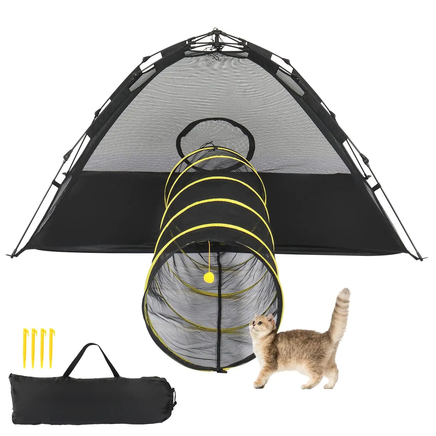 Portable Outdoor Cat Play Tent with Tunnel