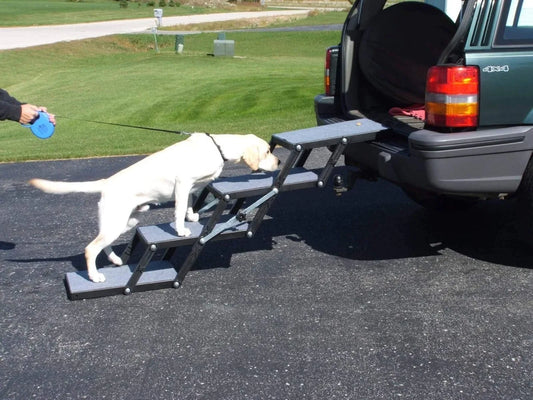 Light 16" Platform, 4-Step Safe & Affordable Way to Travel with Your Dog. USA Made, Stable for Large & Small Dogs.