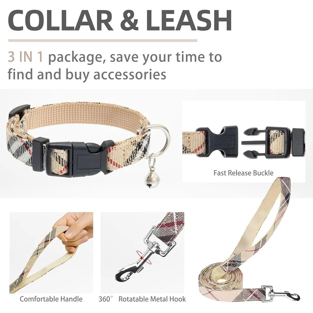 Adjustable No Pull Dog Harness Collar Leash Set