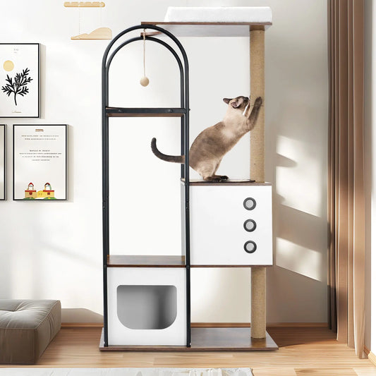 Modern Cat Tree Multi-Level Cat Condo with Scratching Posts