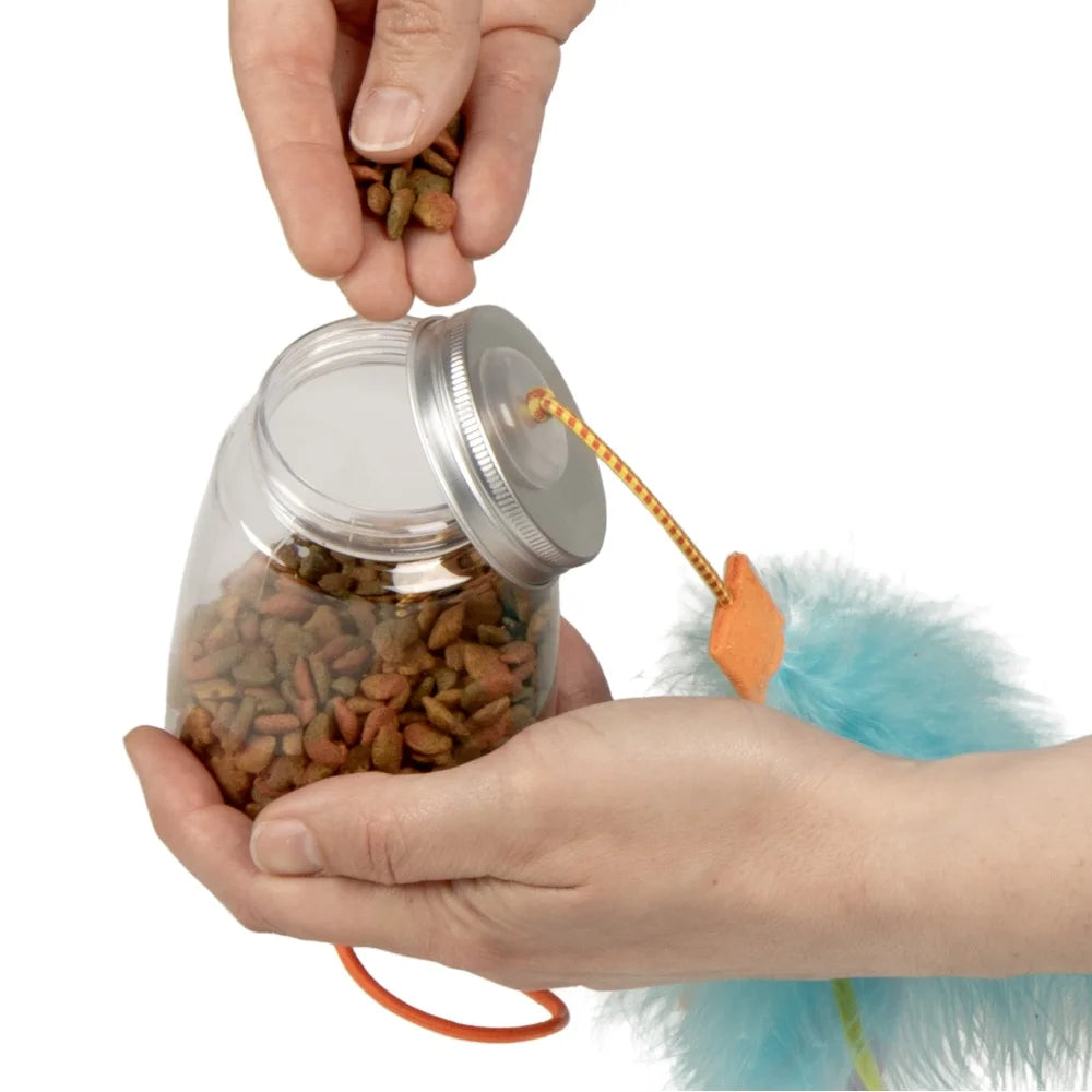 XMSJ Interactive Cat Toy Treat Dispenser with Feathers