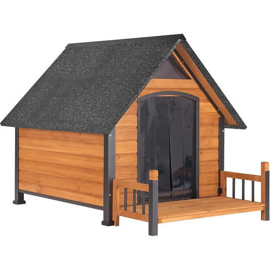 MKDK Outdoor Weatherproof Dog House with Metal Frame