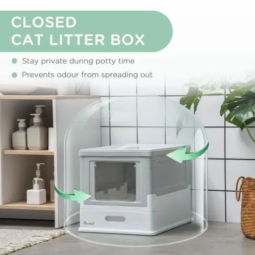 PawHut Fully Enclosed Cat Litter Box with Scoop