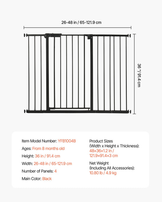 VEVOR Baby Gate Easy Step Walk Thru Dog Security