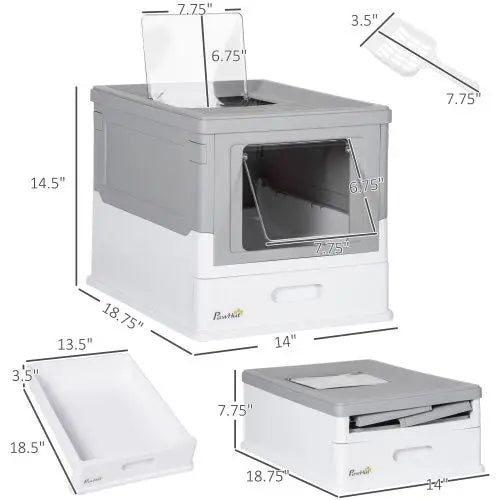 PawHut Fully Enclosed Cat Litter Box with Scoop